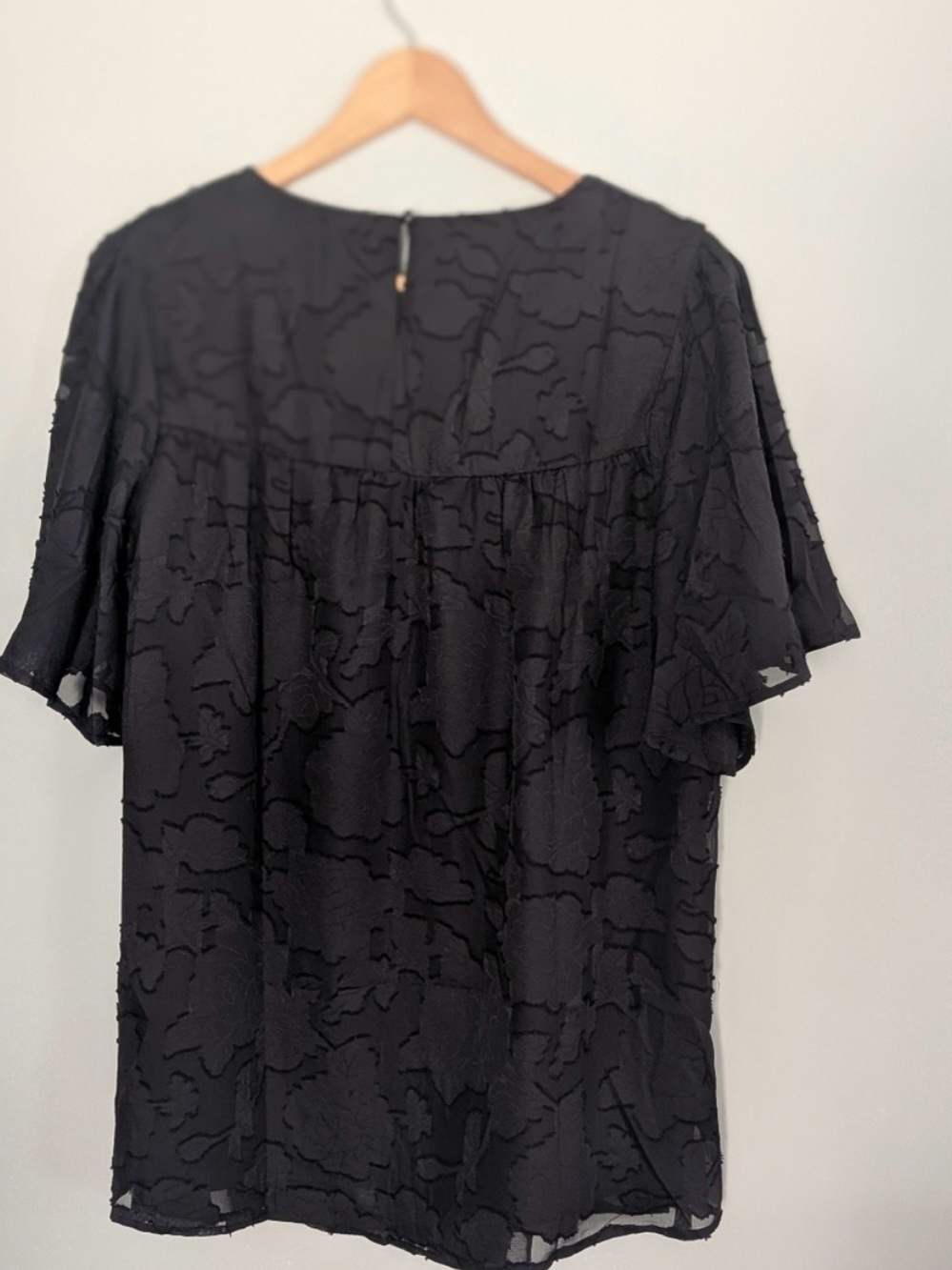 Women's Black Burnout Short Sleeve Top - Picture 7 of 13